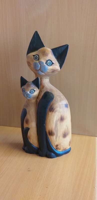 Wooden Cat Figurine