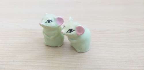 Set of 2 Miniature Mice Figurines