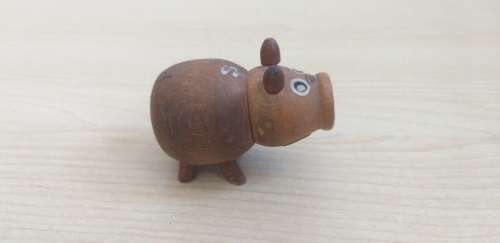 Miniature Wooden Pig Figurine Salt Shaker