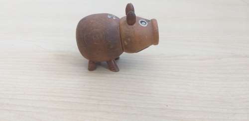 Miniature Wooden Pig Figurine Salt Shaker