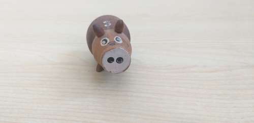 Miniature Wooden Pig Figurine Salt Shaker