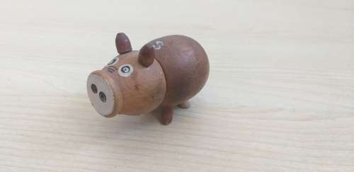 Miniature Wooden Pig Figurine Salt Shaker