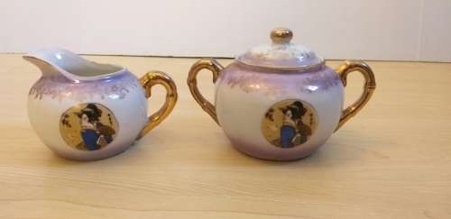 Porcelain Chinese Tea Set (Teapot, Sugar, Milk Jug)
