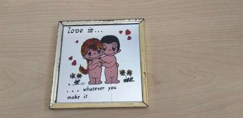 Small Vintage Mirror - Love Is... (11cm x 11cm)