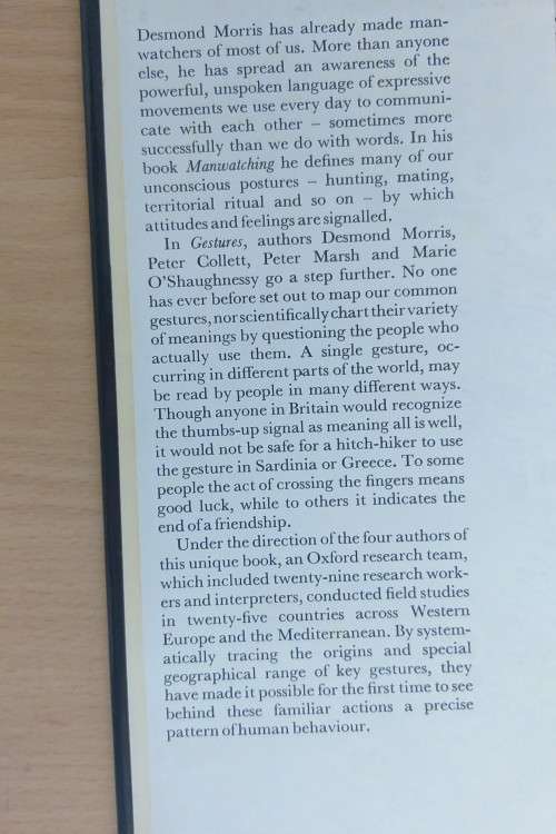 Gestures, Their Origins and Distribution by Desmond Morris, Peter Collett, Peter Marsh (Hardcover)