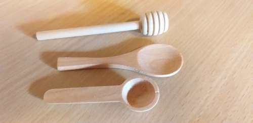 Set of 3 : 2 Mini Wooden Spoons & Honey Dropper
