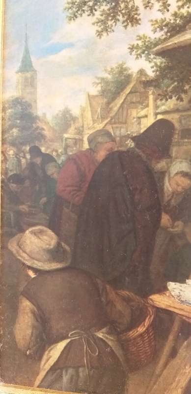 Framed Print - The Fish Seller : Adriaen van Ostade ( 28cm x 26cm)