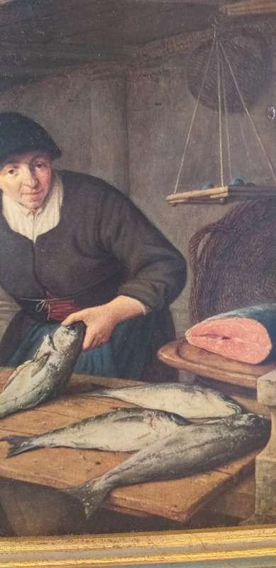 Framed Print - The Fish Seller : Adriaen van Ostade ( 28cm x 26cm)