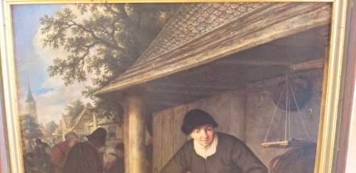 Framed Print - The Fish Seller : Adriaen van Ostade ( 28cm x 26cm)