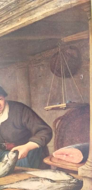 Framed Print - The Fish Seller : Adriaen van Ostade ( 28cm x 26cm)