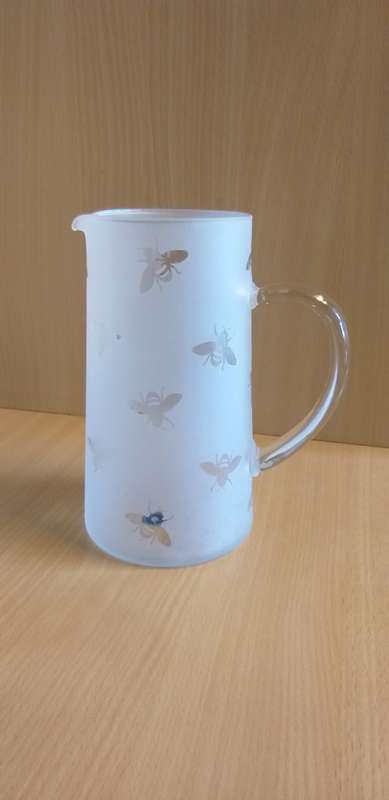 Frosted Glass Juice/Water Jug (bees print)