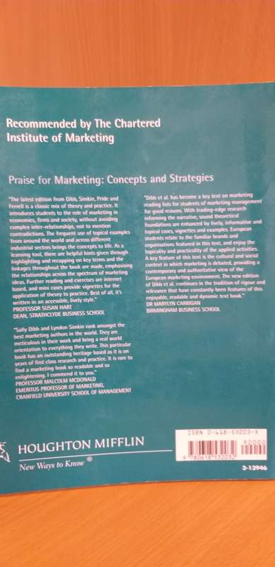 Marketing Concepts and Strategies : Sally Dibb, Lydon Simkin - Fifth European Edition (Paperback)