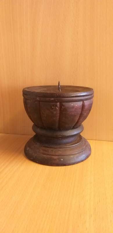 Wooden Candle Holder - height 10cm. width 11cm