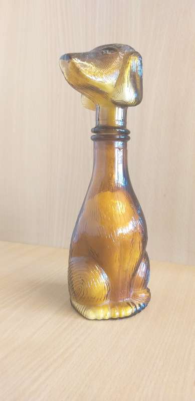 Amber Dog Figurine Decanter