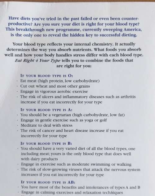 Eat Right 4 Your Type : by Dr Peter D'Adamo (Paperback)