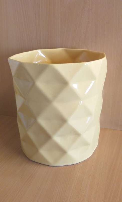 Round Yellow Ceramic Plant Pot/Planter