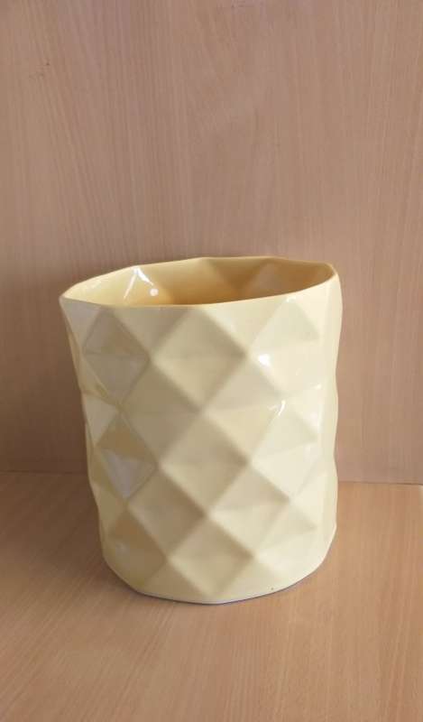 Round Yellow Ceramic Plant Pot/Planter