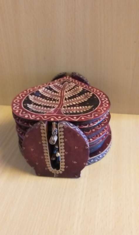 Set of 6 Wooden Leaf Shape Coasters