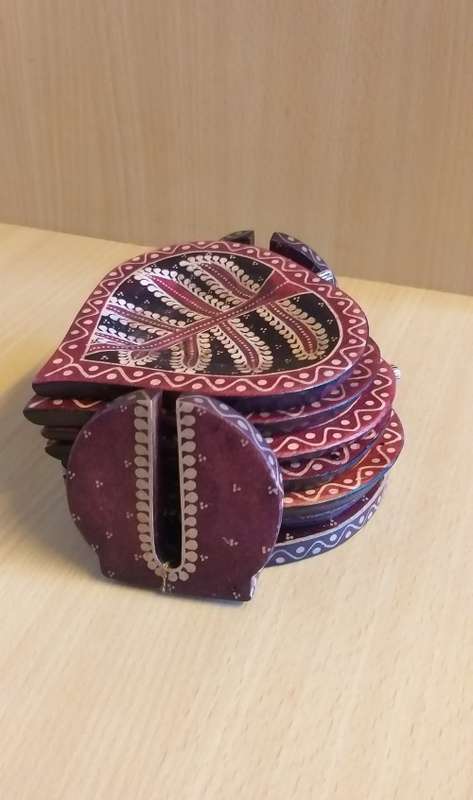 Set of 6 Wooden Leaf Shape Coasters