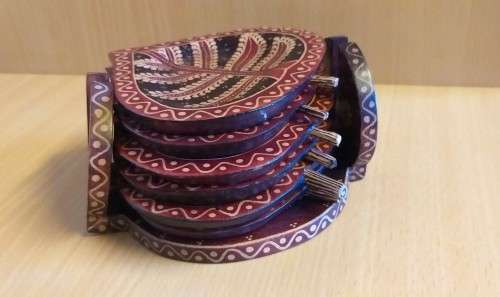 Set of 6 Wooden Leaf Shape Coasters