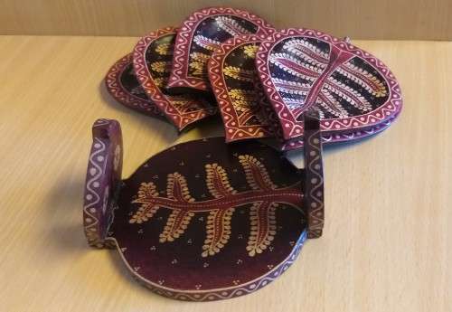 Set of 6 Wooden Leaf Shape Coasters