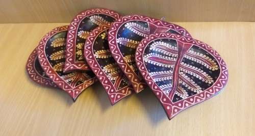 Set of 6 Wooden Leaf Shape Coasters