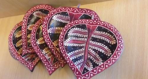 Set of 6 Wooden Leaf Shape Coasters