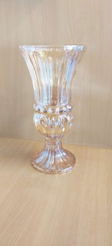 Large Vintage Peach Tone Carnival Glass Vase