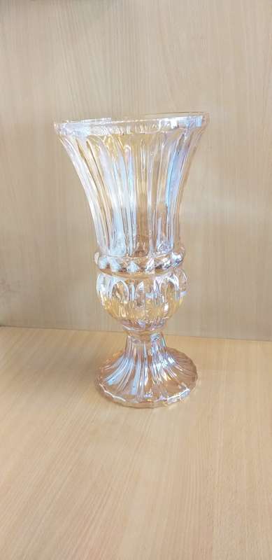 Large Vintage Peach Tone Carnival Glass Vase