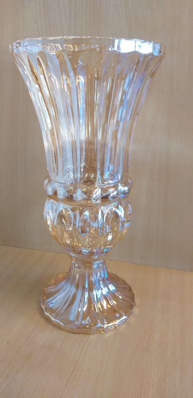Large Vintage Peach Tone Carnival Glass Vase