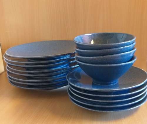 Lot of 16 Stoneware `Ocean`  Crockery (Dinner Plates, Side Plates, Bowls)