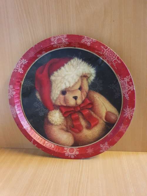 Round Santa Teddy Bear Serving Tray