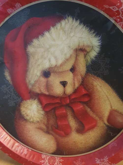 Round Santa Teddy Bear Serving Tray