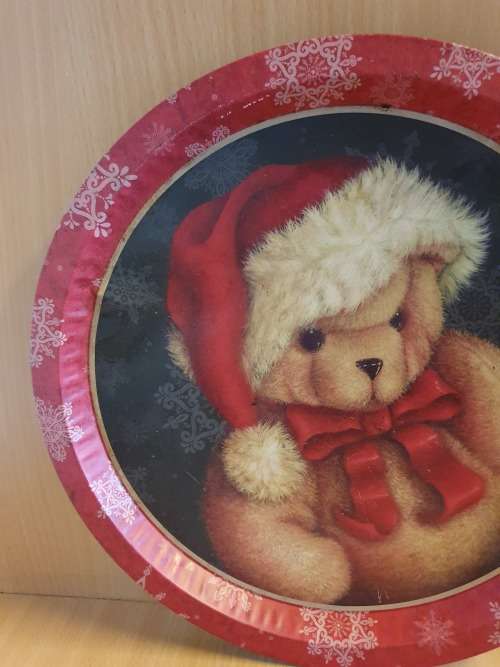 Round Santa Teddy Bear Serving Tray