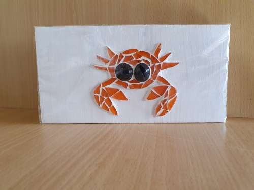 Wooden Mosaic Wall Hanging (20cm x 10cm) Crab