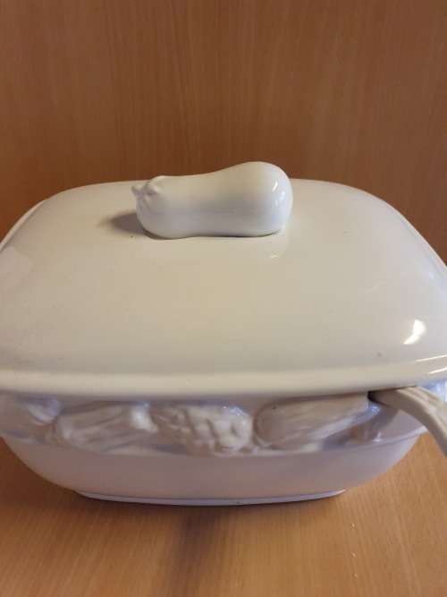 White Lidded Soup Tureen with Spoon
