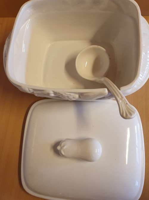 White Lidded Soup Tureen with Spoon