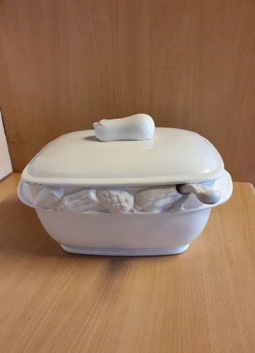 White Lidded Soup Tureen with Spoon