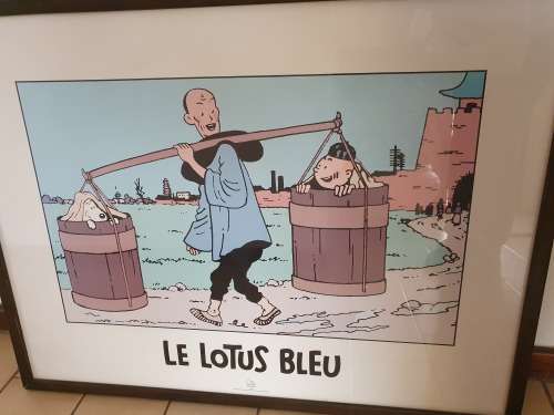 Framed Tintin Print - Le Lotus Bleu