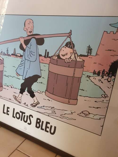 Framed Tintin Print - Le Lotus Bleu