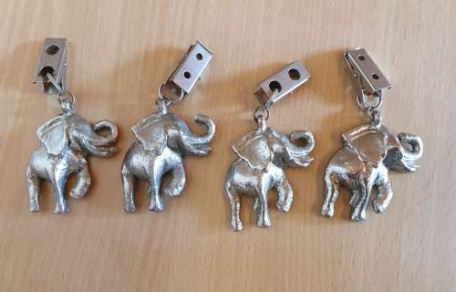 Set of 4 Metal Elephant Figurine Tablecloth Weights