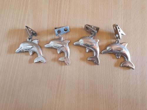 Set of 4 Metal Dolphin Figurine Tablecloth Weights