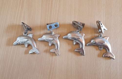 Set of 4 Metal Dolphin Figurine Tablecloth Weights