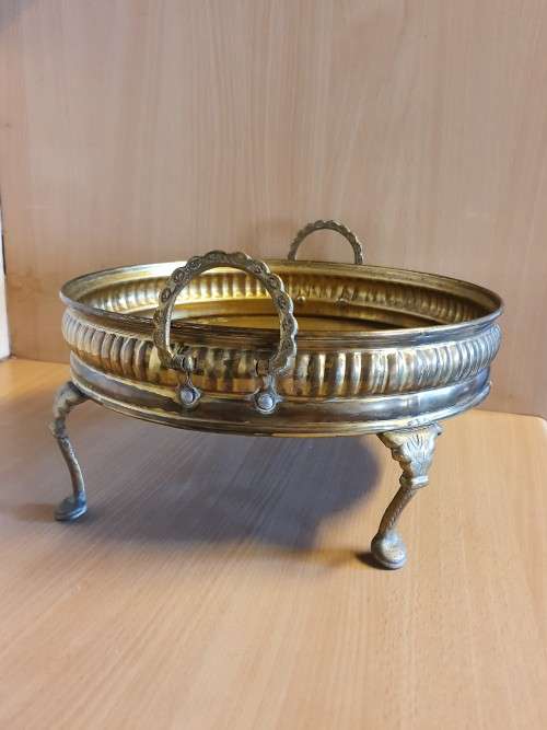 Footed Brass Tray - width 30cm
