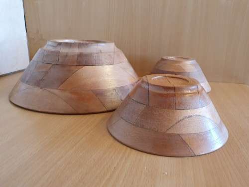 Set of 3 Round Wooden Salad Bowls