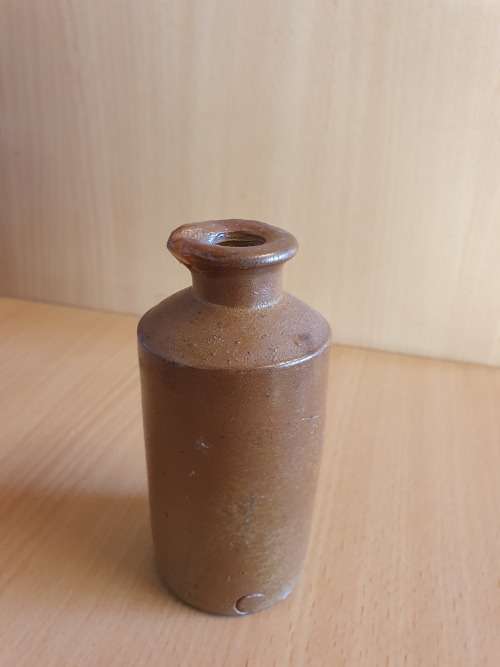 Set of 3 Brown Stoneware Ink Bottles
