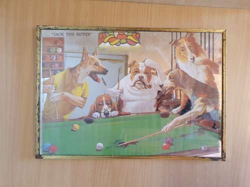 Vintage Mirror - Dogs Playing Pool - 37cm x 26cm
