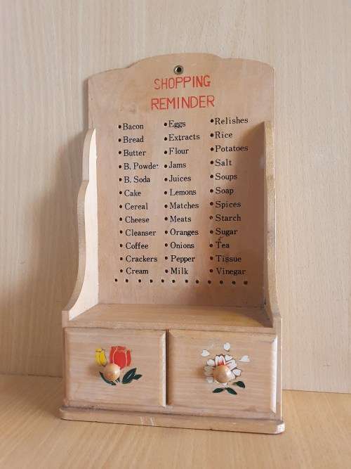Wooden Shopping List Reminder Wall Hanging