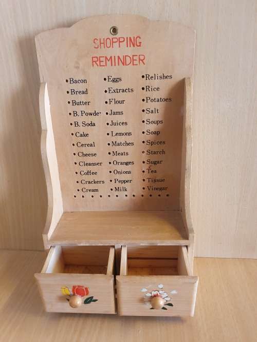 Wooden Shopping List Reminder Wall Hanging