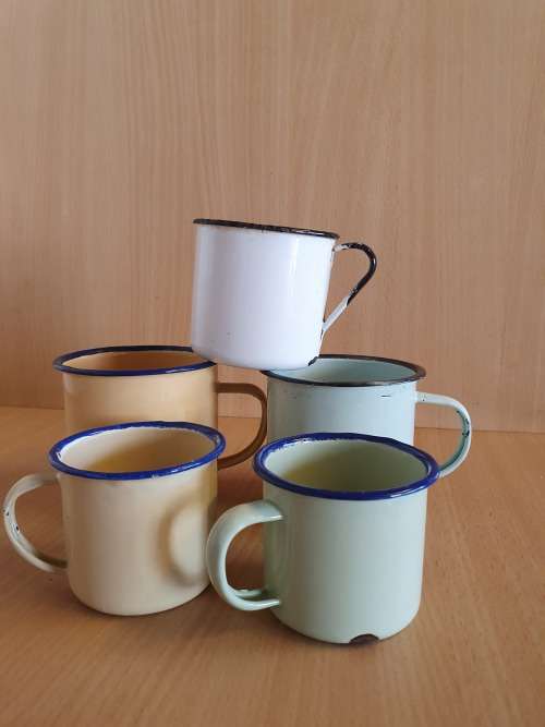Lot of 5 Enamel Mugs